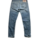 True Religion Geno Super T Distressed Jeans Light Blue and Big White Stitch (34W)
