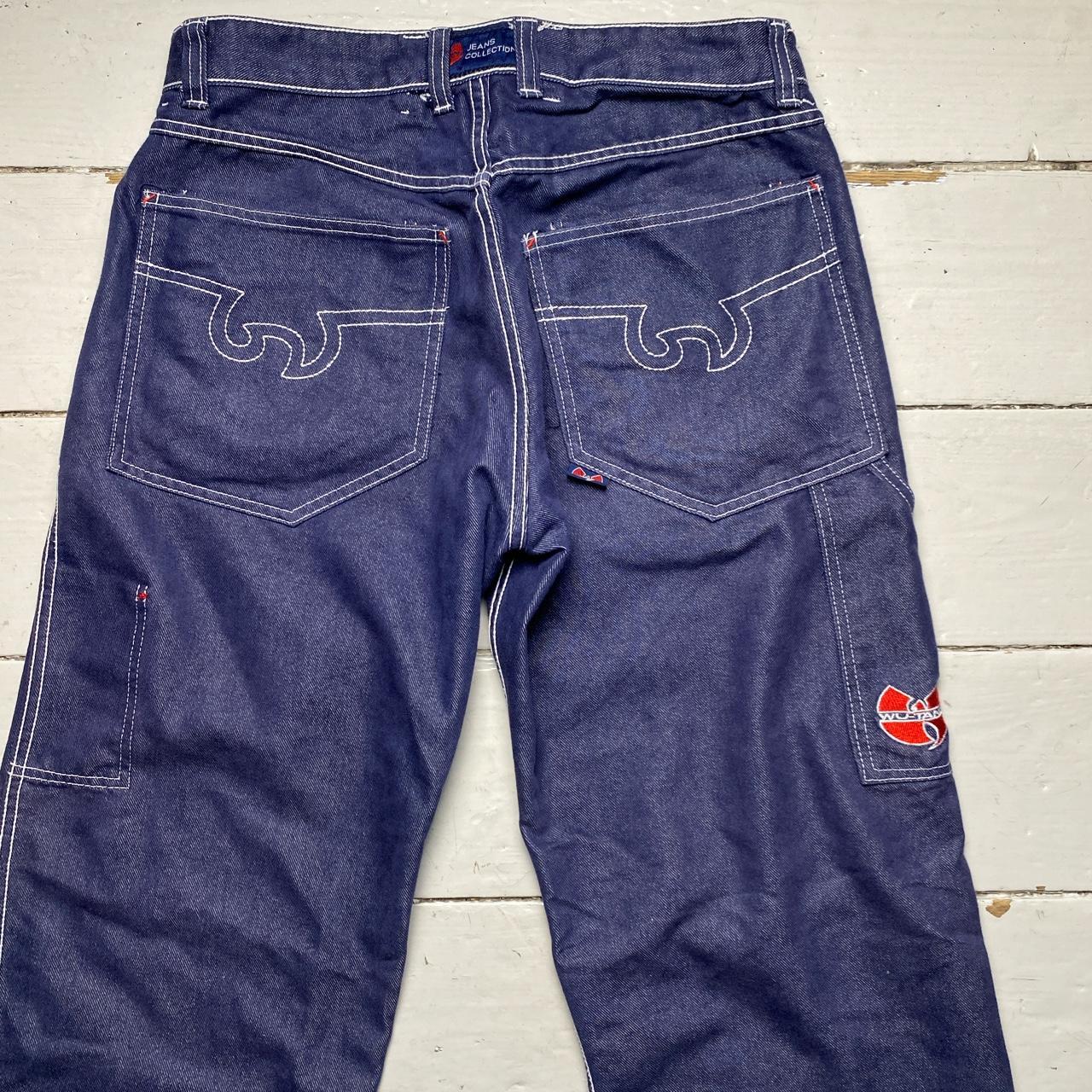 Wu Tang Vintage 90’s Reversible Satin and Navy Denim Baggy Cargo Jeans