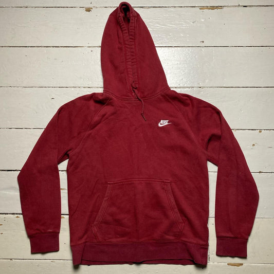 Nike Swoosh Burgundy and White Hoodie