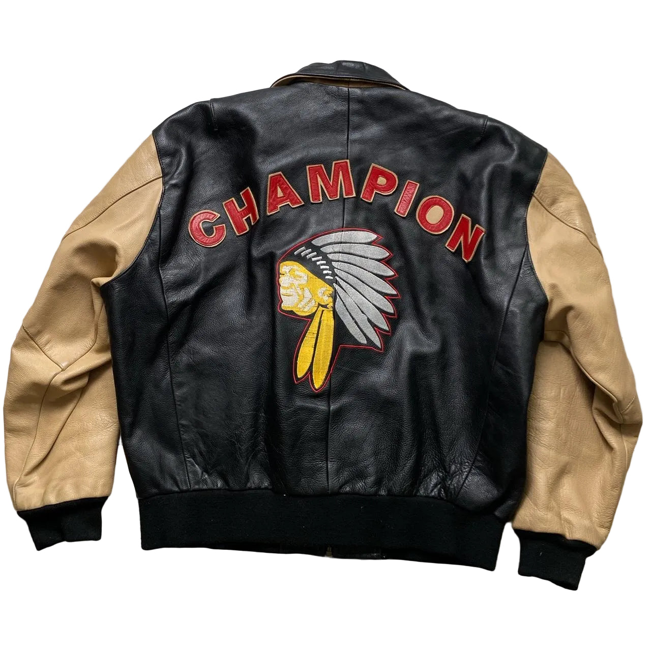 Osaka Champion Red Indian Leather Bomber Jacket (L)