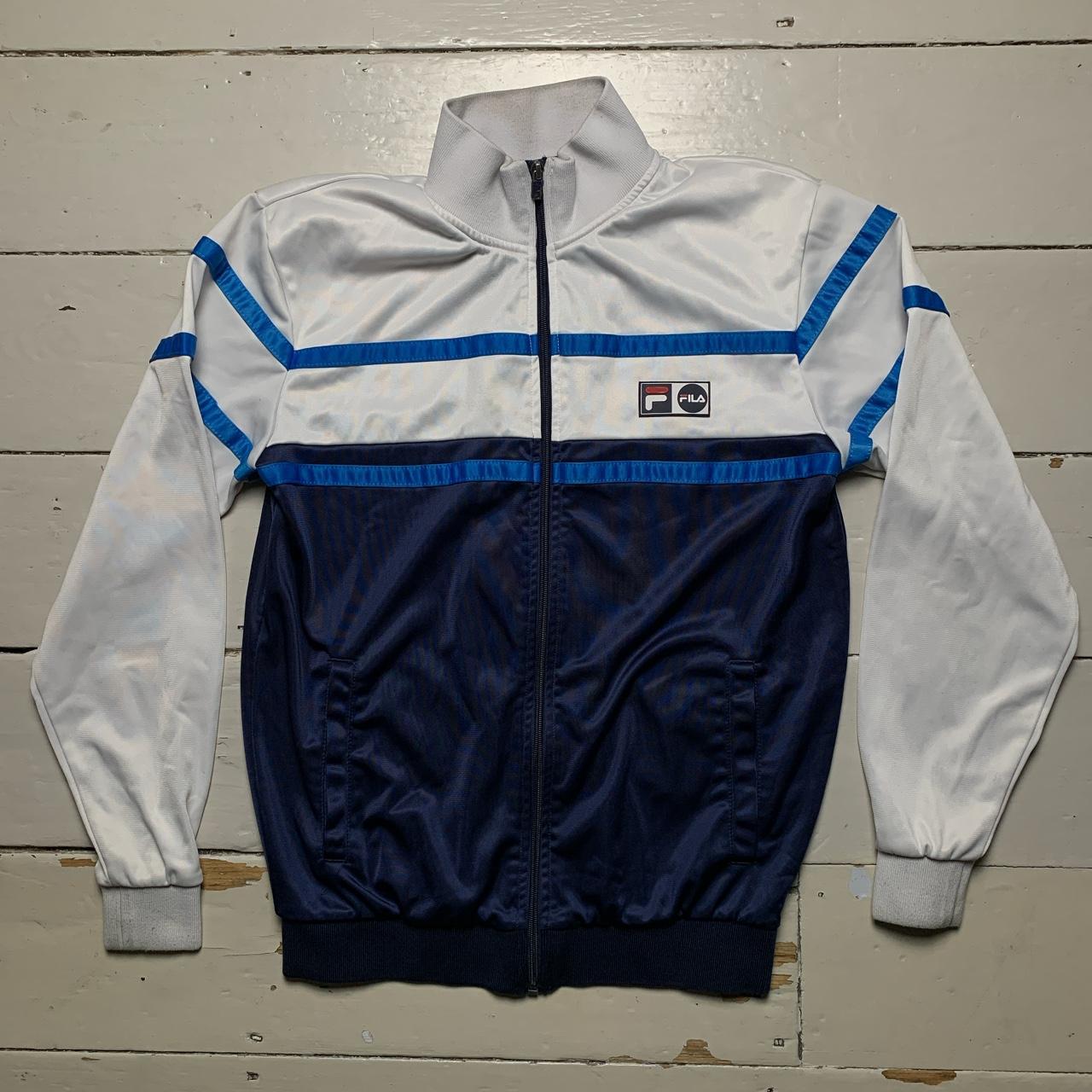 Fila Vintage Tracksuit Jacket Navy Blue and White