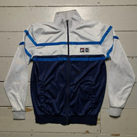Fila Vintage Tracksuit Jacket Navy Blue and White