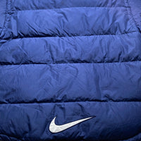 Nike Vintage 90’s Bomber Puffer Coat Navy and White Big Swoosh (XL)