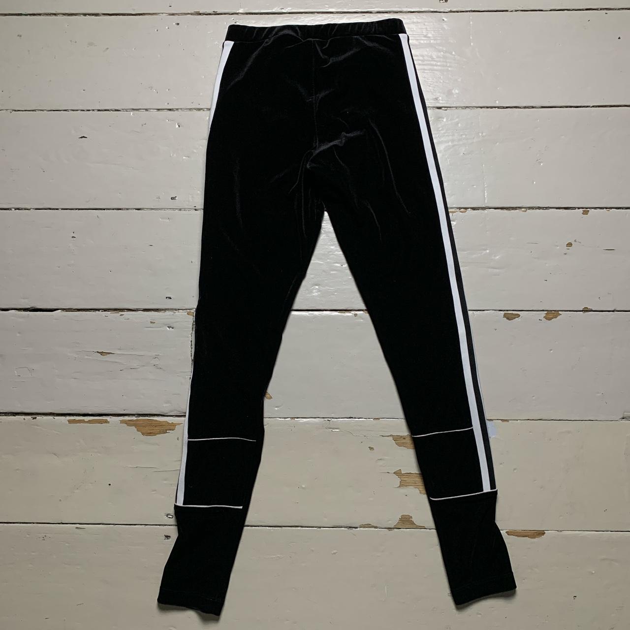 Adidas Velour Black and White Leggings Bottoms