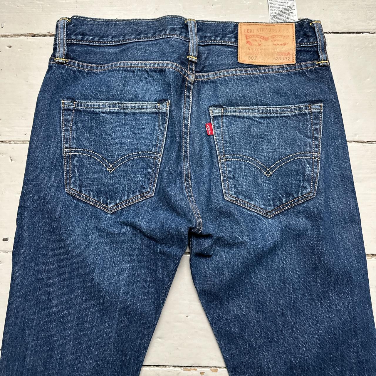 Levis 501 Navy Distressed Jeans