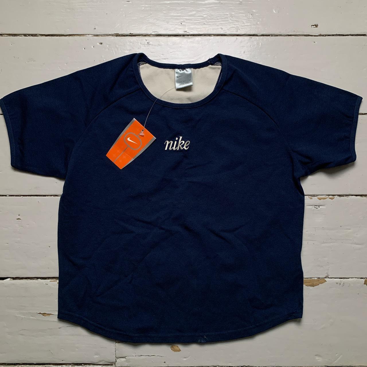 Nike Vintage Spellout Crop Navy Womens T Shirt