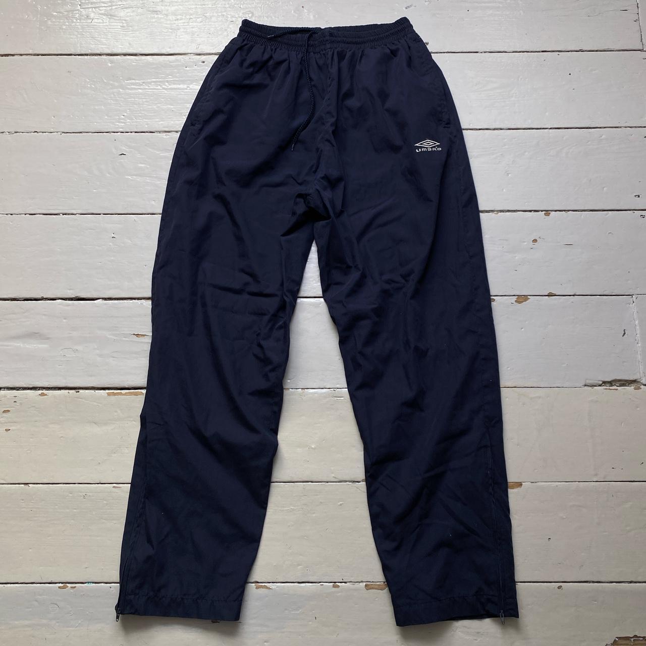 Umbro Vintage Navy and White Baggy Shell Track Pant Bottoms