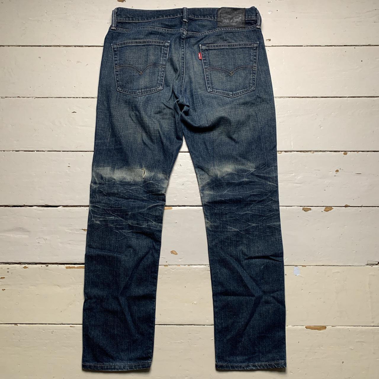 Levis 511 Navy Distressed Stonewash Jeans