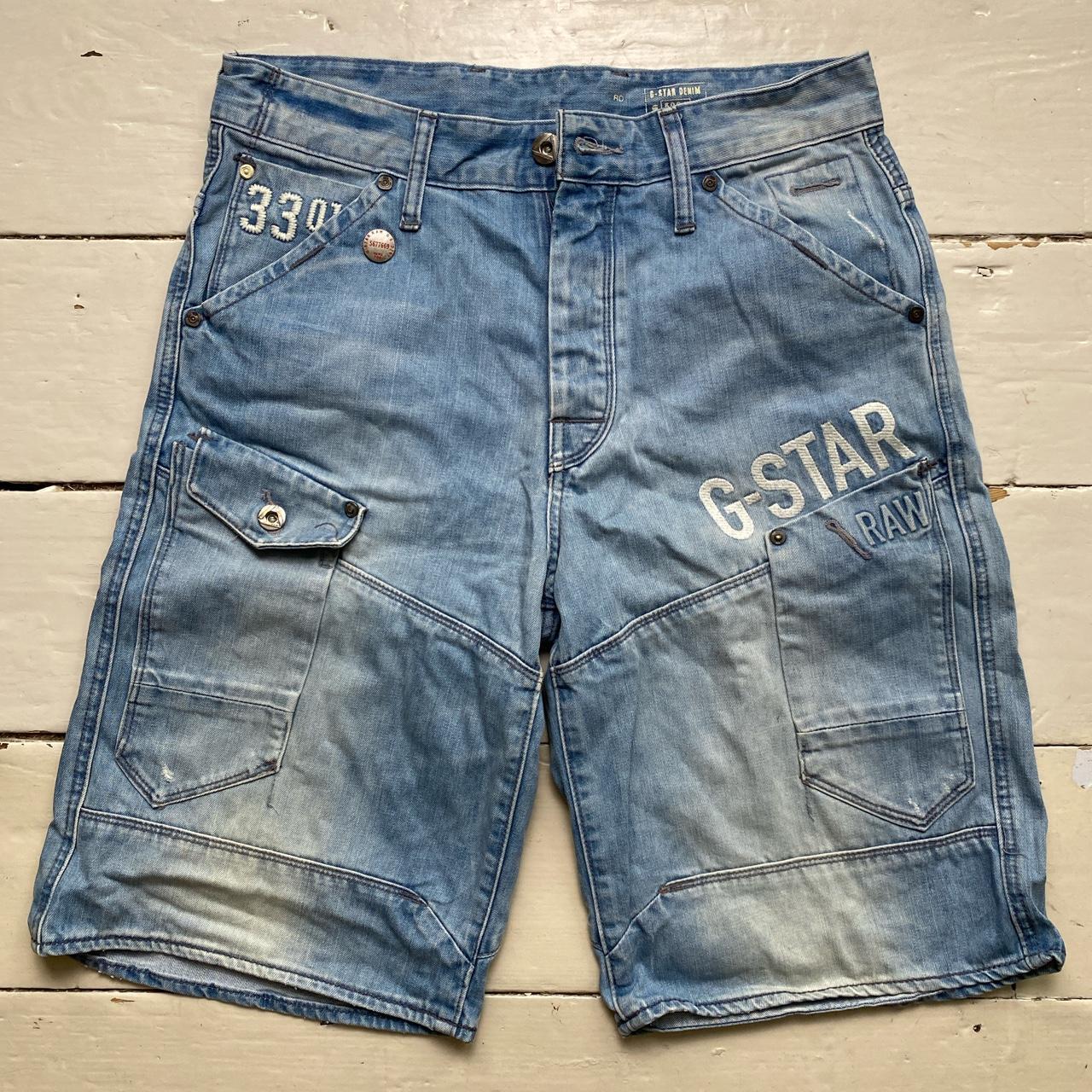 G Star Raw Light Blue Cargo Jean Shorts Jorts