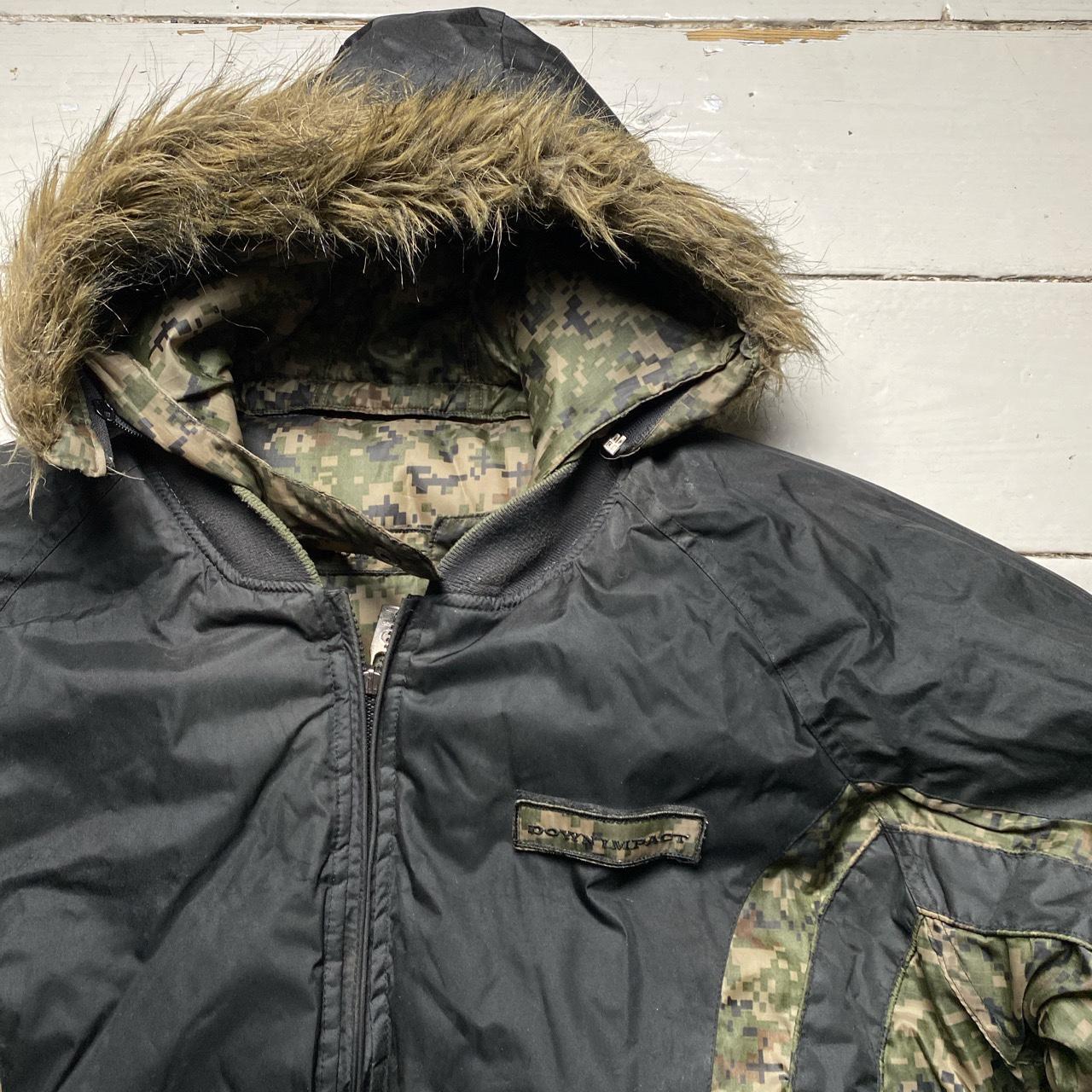 Down Impact Digi Camouflage Reversible Black Puffer Coat