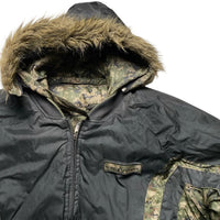 Down Impact Digi Camouflage Reversible Black Puffer Coat (L)
