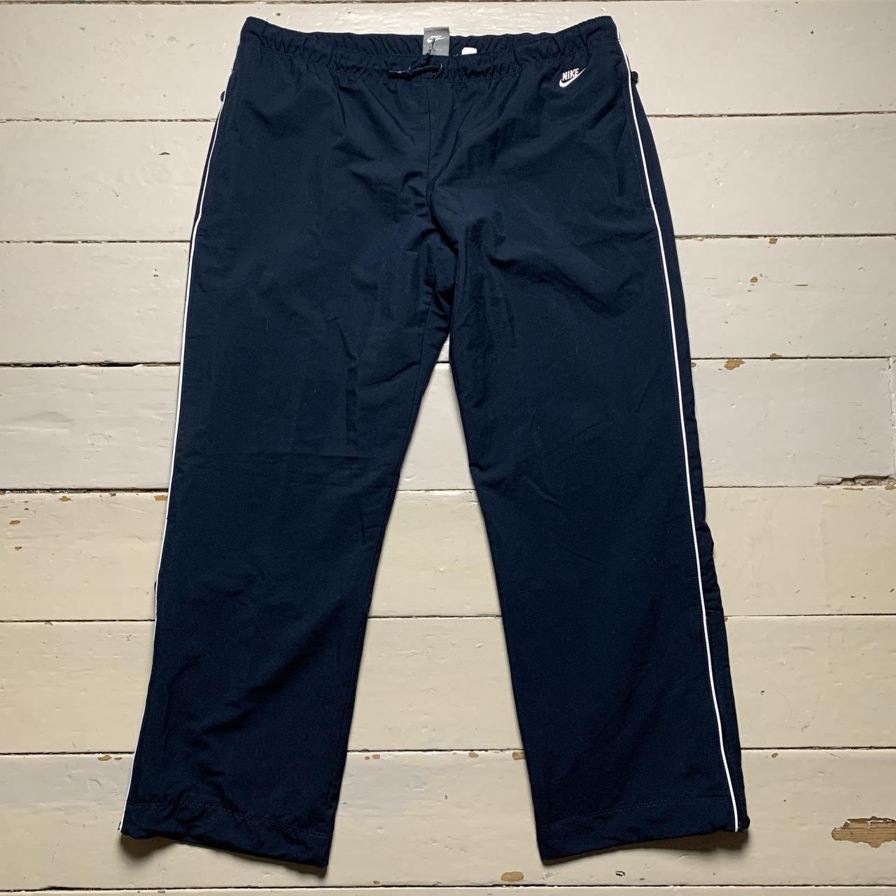 Nike Vintage Swoosh Baggy Shell Bottoms Navy and White