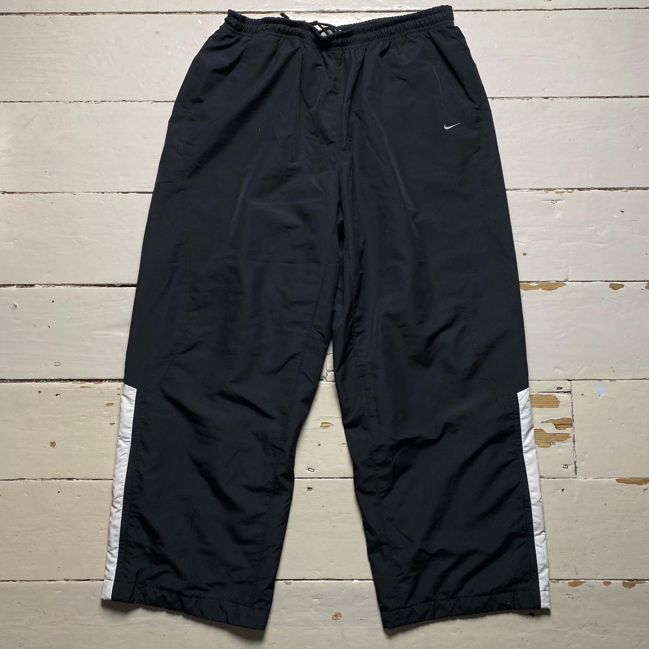 Nike Swoosh Vintage Black and White Baggy Shell Track Pant Bottoms