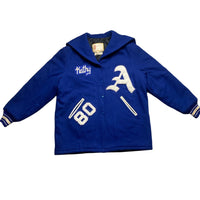 Trophy Jackets Atlanta Falcons Kathy Vintage Blue and White Wool Varsity Jacket (L)