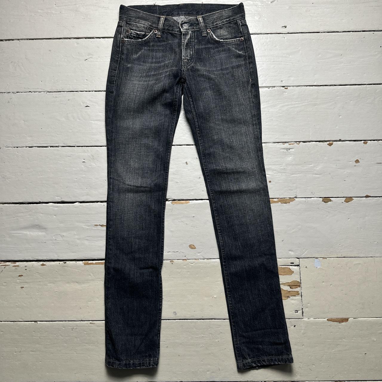 Y-3 Yohji Yamamoto Womens Grey Denim Jeans Brown Stitch