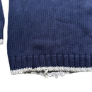 YSL Yves Saint Laurent Vintage Navy and White Cable Knit Knitted Thick Jumper (M)