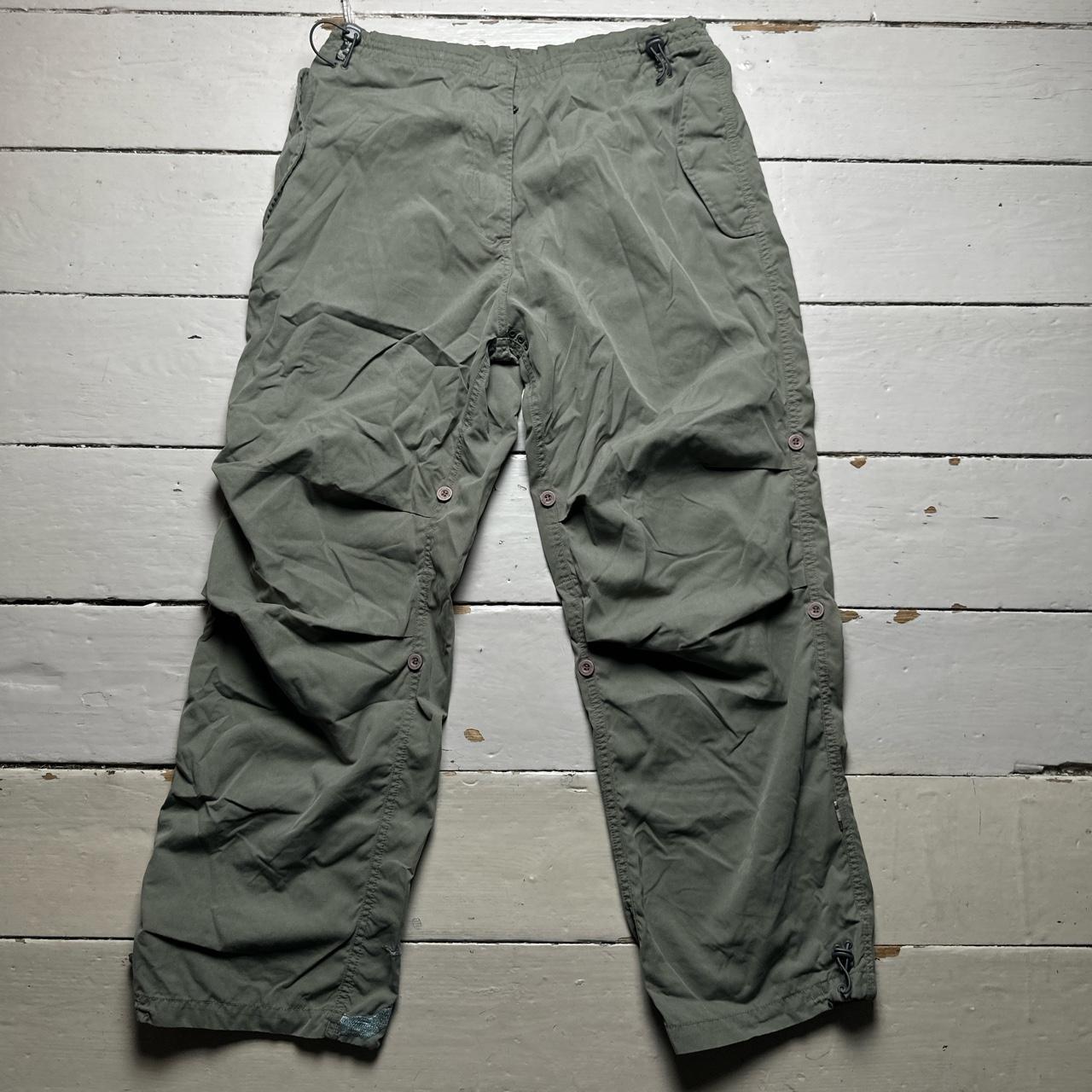 Maharishi Khaki Green Wave and Trees Embroidered Parachute Baggy Cargo Trousers
