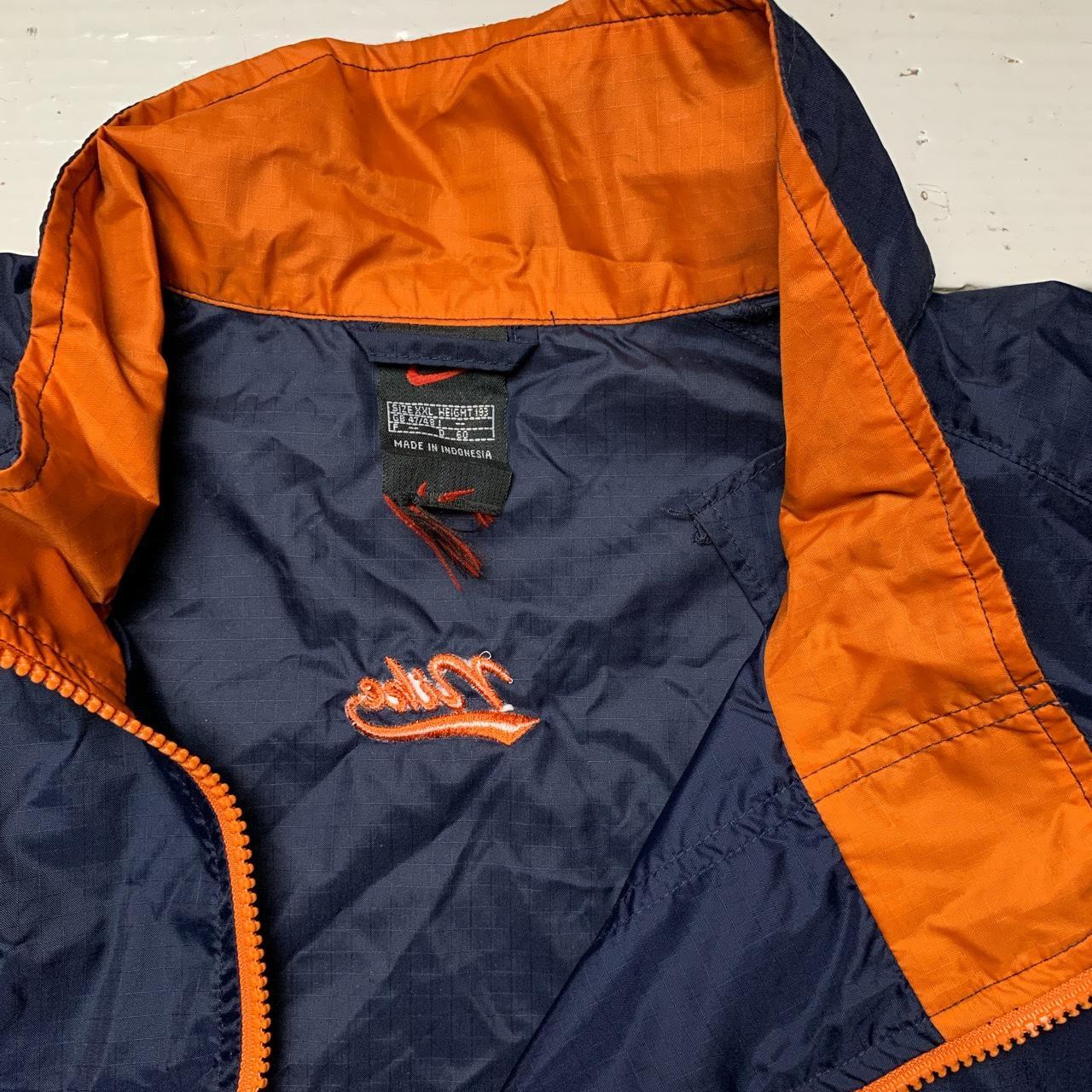 Nike Vintage 90’s Navy and Orange Swoosh Shell Tracksuit Half Zip Skidoo Jacket