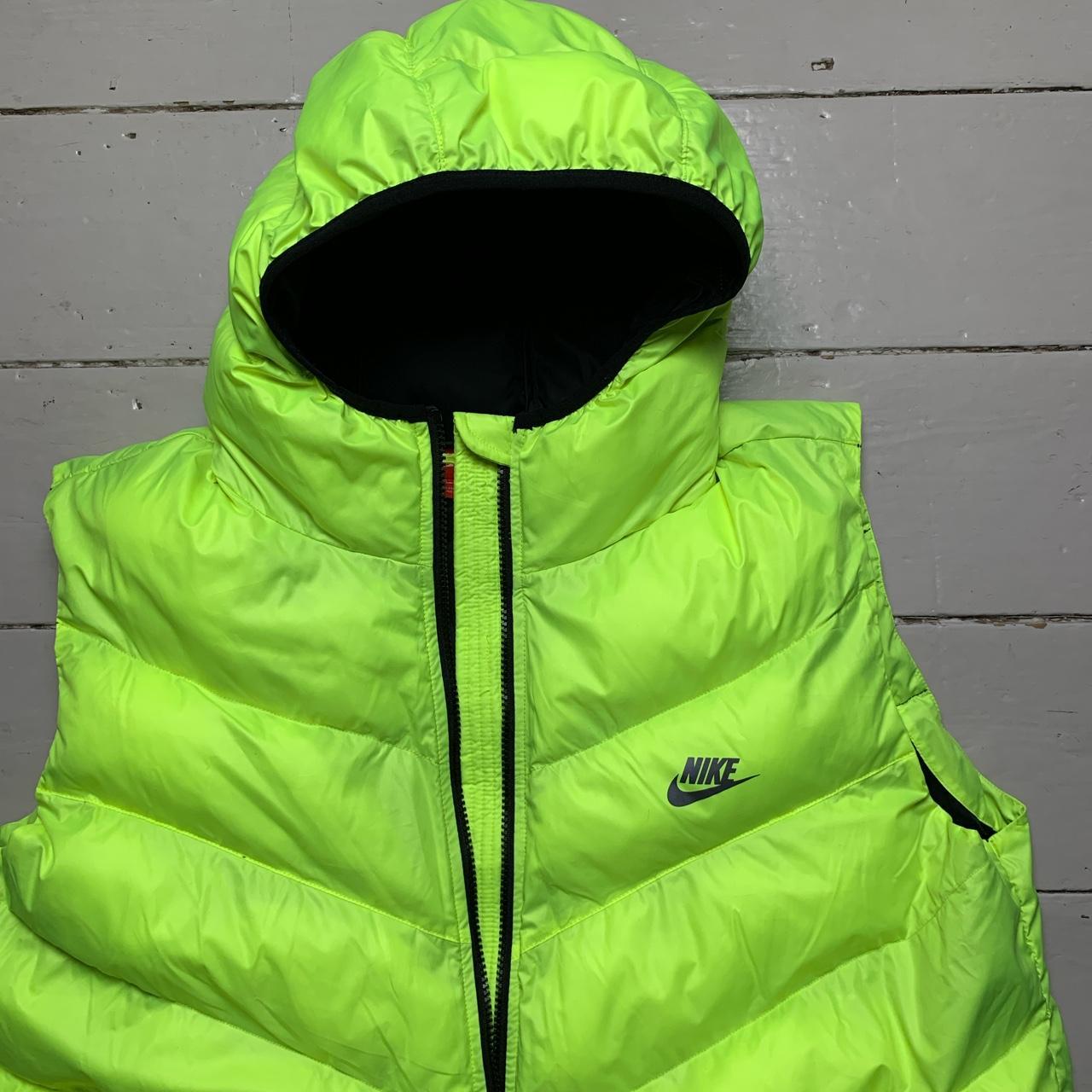 Nike Neon and Black Swoosh Bubble Puffer Hooded Gilet