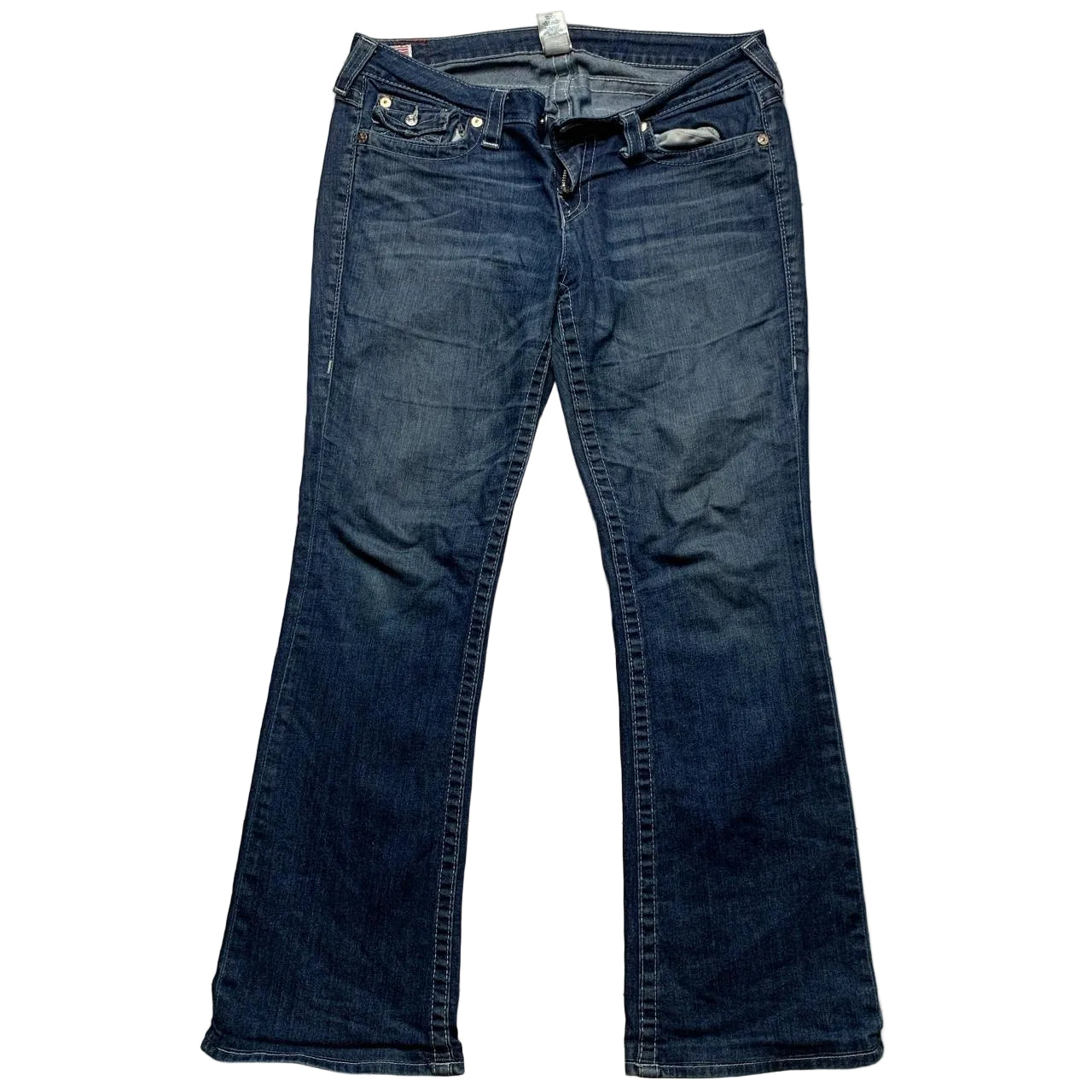 True Religion Becky Womens Navy White Stitch Jeans (32W)