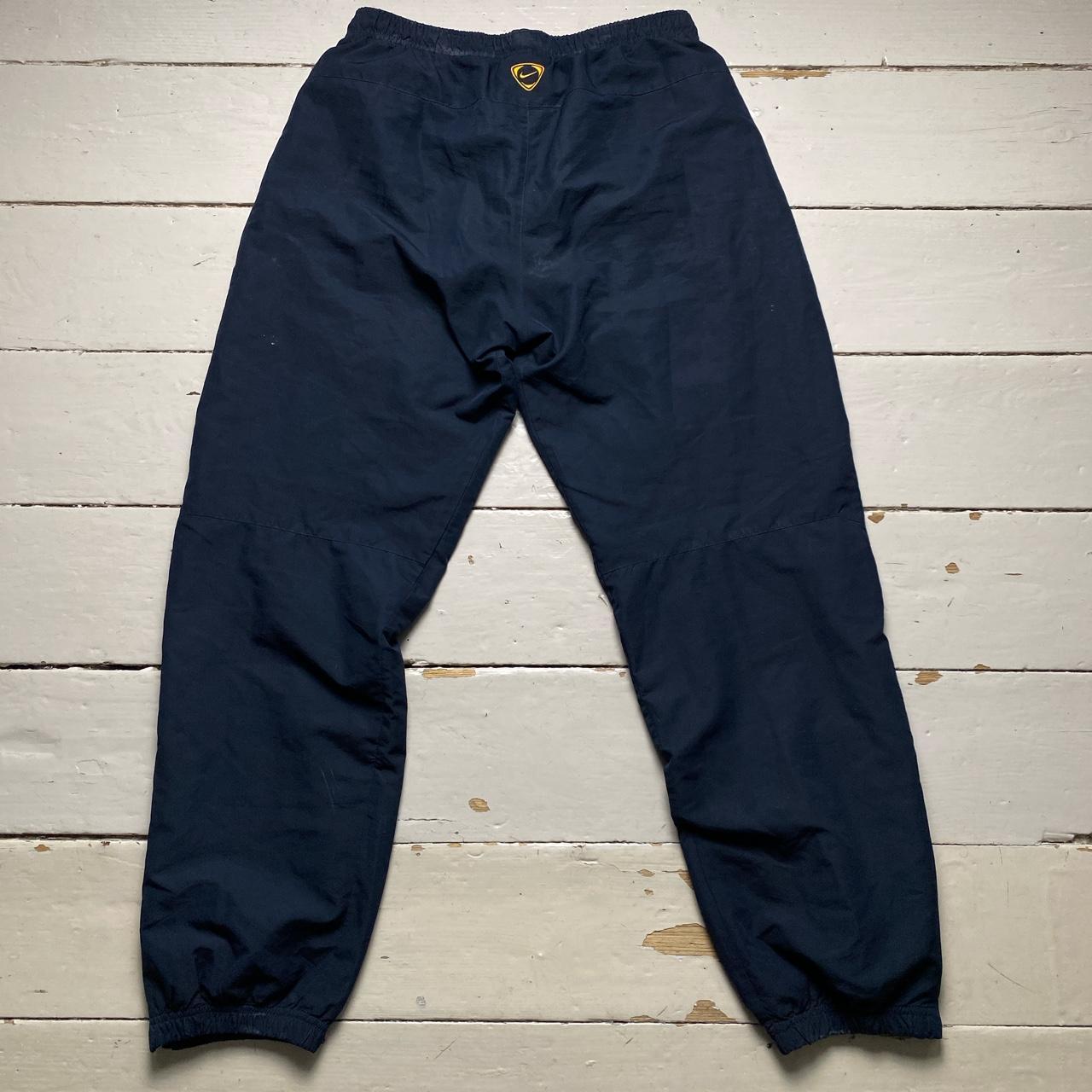 Nike Football Arsenal Vintage y2k Navy and Yellow Swoosh Shell Trackpant Bottoms
