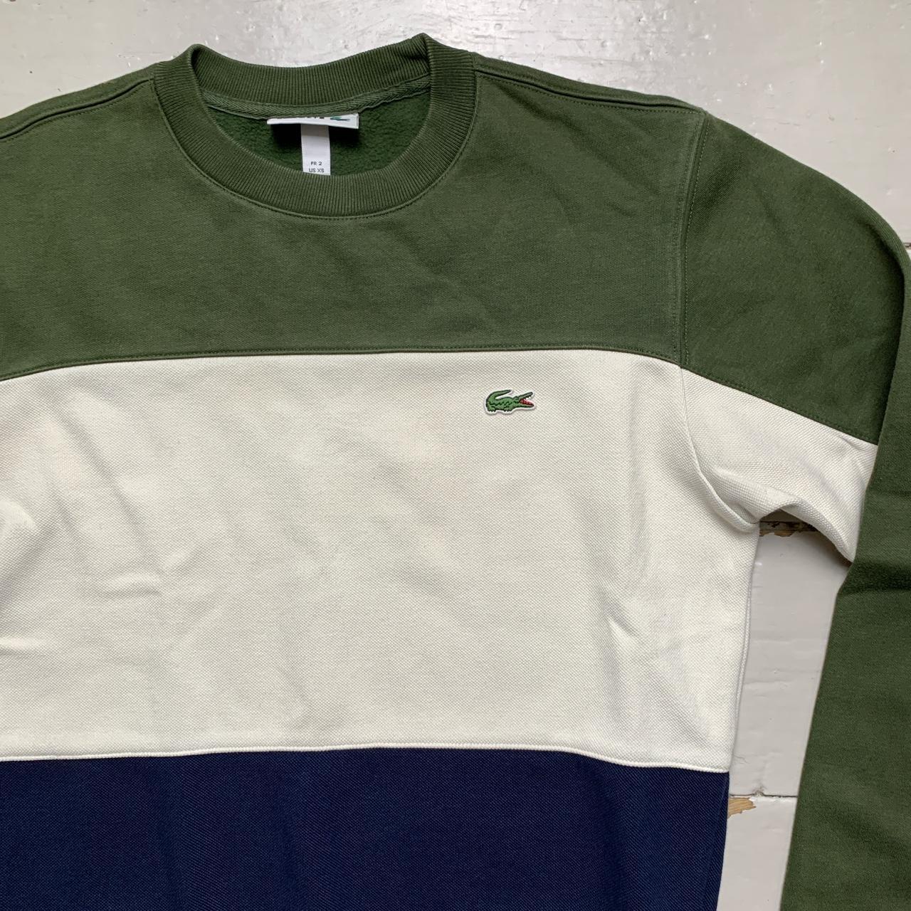Lacoste Olive Green White and Navy Jumper