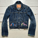 Evisu Womens Vintage Denim Daicock Swoosh Floral Jacket