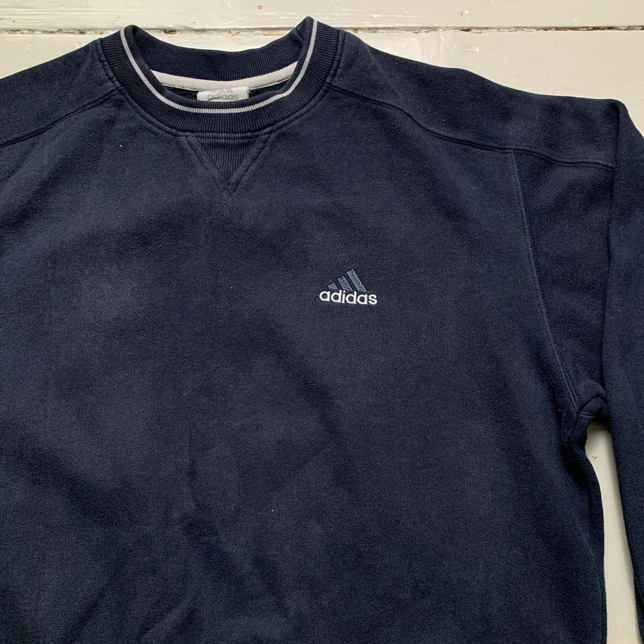 Adidas Vintage Navy and White Jumper