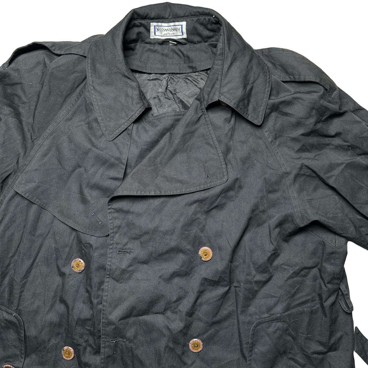 YSL Yves Saint Lauren Vintage 90’s Trench Coat Black (XL)