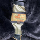 Redskins Black Leather Fur Trim Bomber Flight Jacket (L)