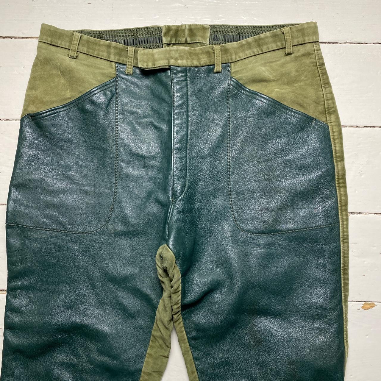 Nyman Swed Team Army Green Soft Velour Cotton and Leather Hunter Trousers