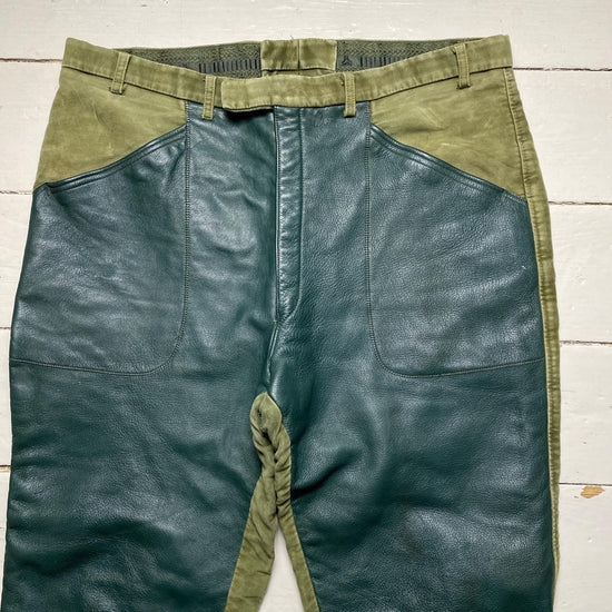 Nyman Swed Team Army Green Soft Velour Cotton and Leather Hunter Trousers