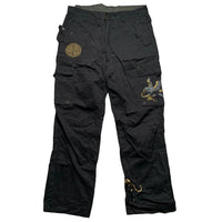 Ringspun Vintage Eagle Snake Japanese Embroidery Cargo Parachute Baggy Trousers (W36)