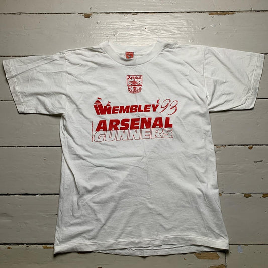 Arsenal Vintage 90’s Wembley 1993 White and Red T Shirt