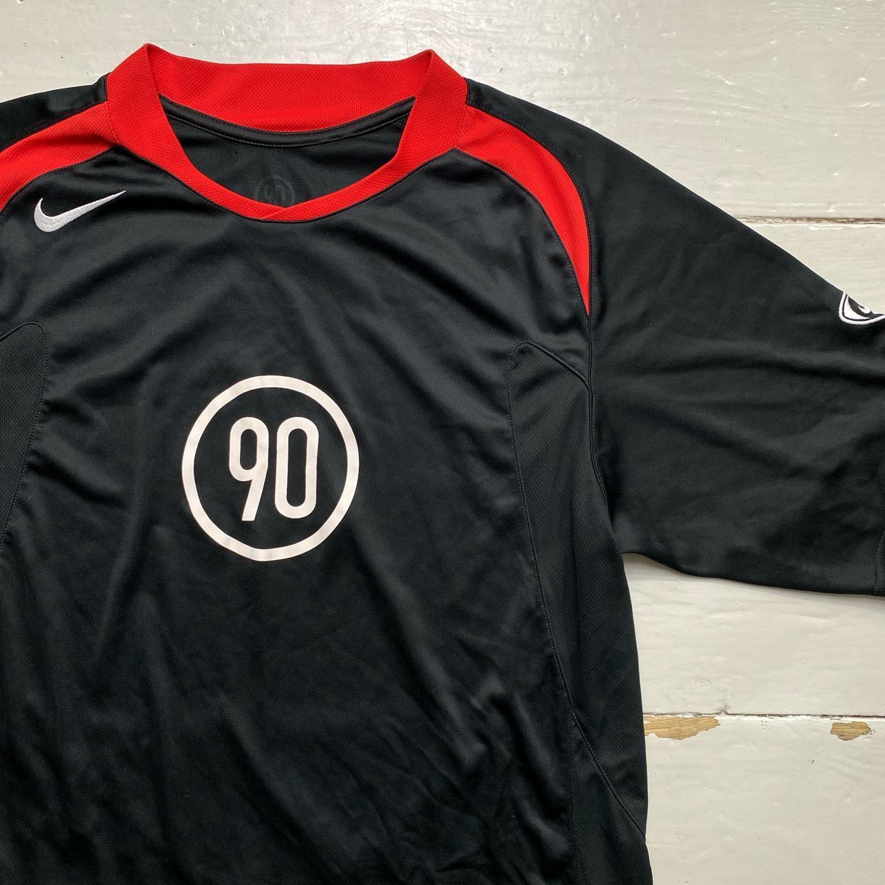 Nike Total 90 Vintage Football Jersey Black Red and White