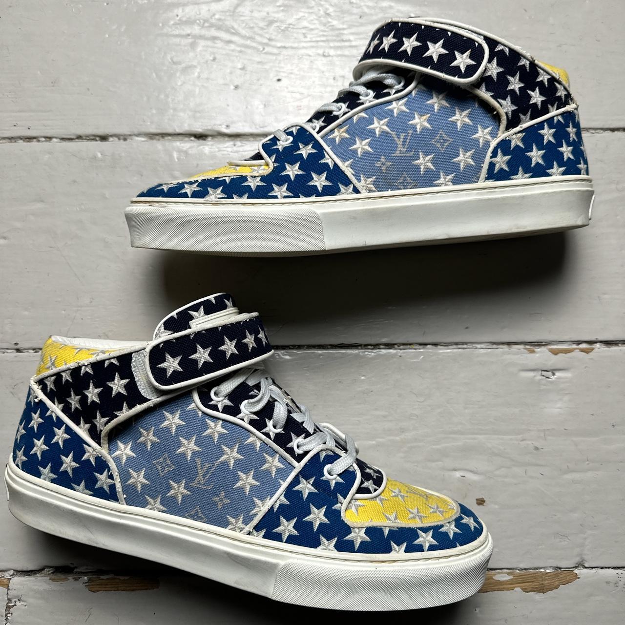 Louis Vuitton Acapulco Stars Monogram Mid Trainers Blue Yellow and White