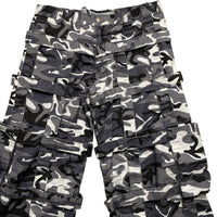 Criminal Damage White and Grey Camouflage Baggy Cargo Combat Bondage Trousers (32W)