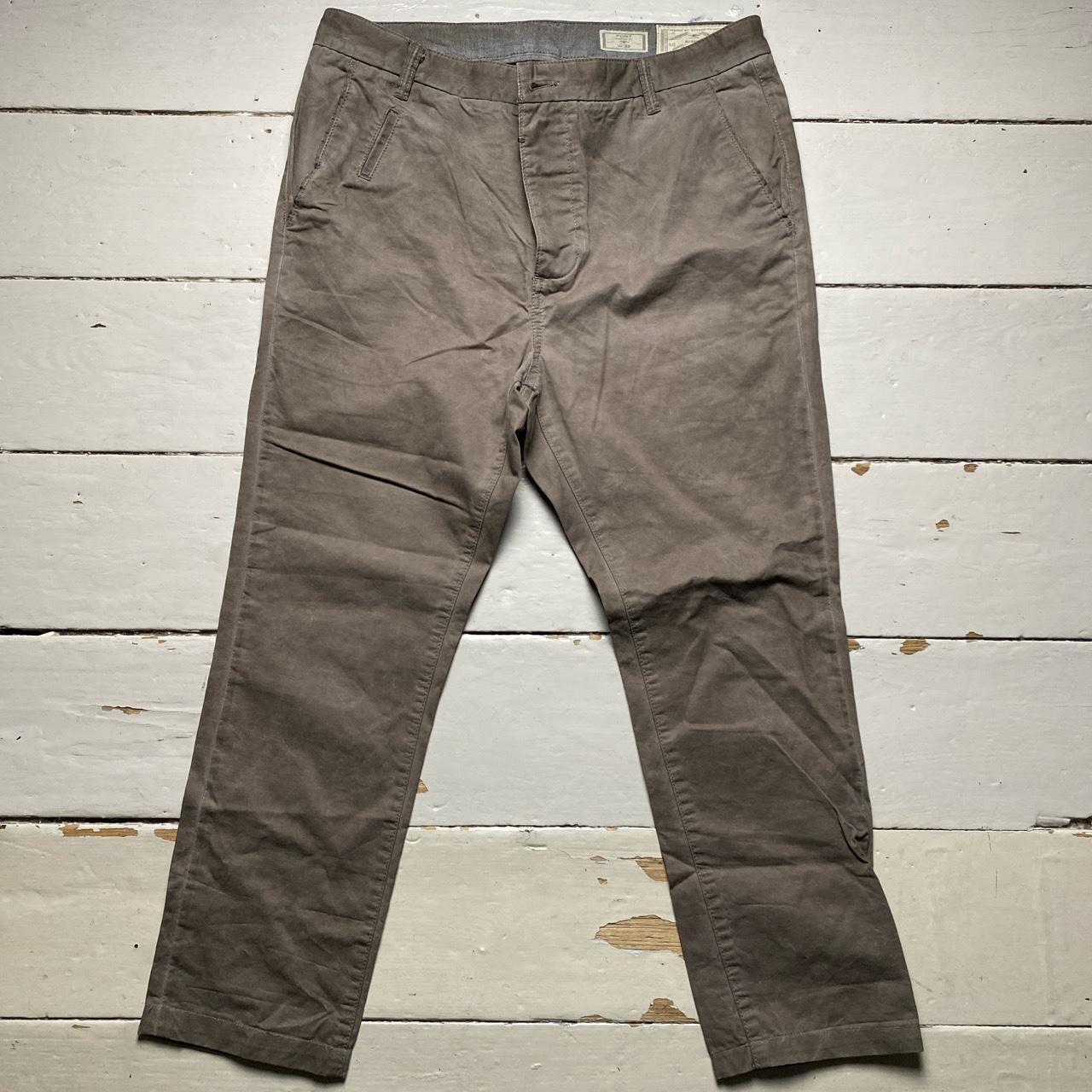 All Saints Fort Low Crotch Tapered Khaki Brown Cargo Chino Trousers