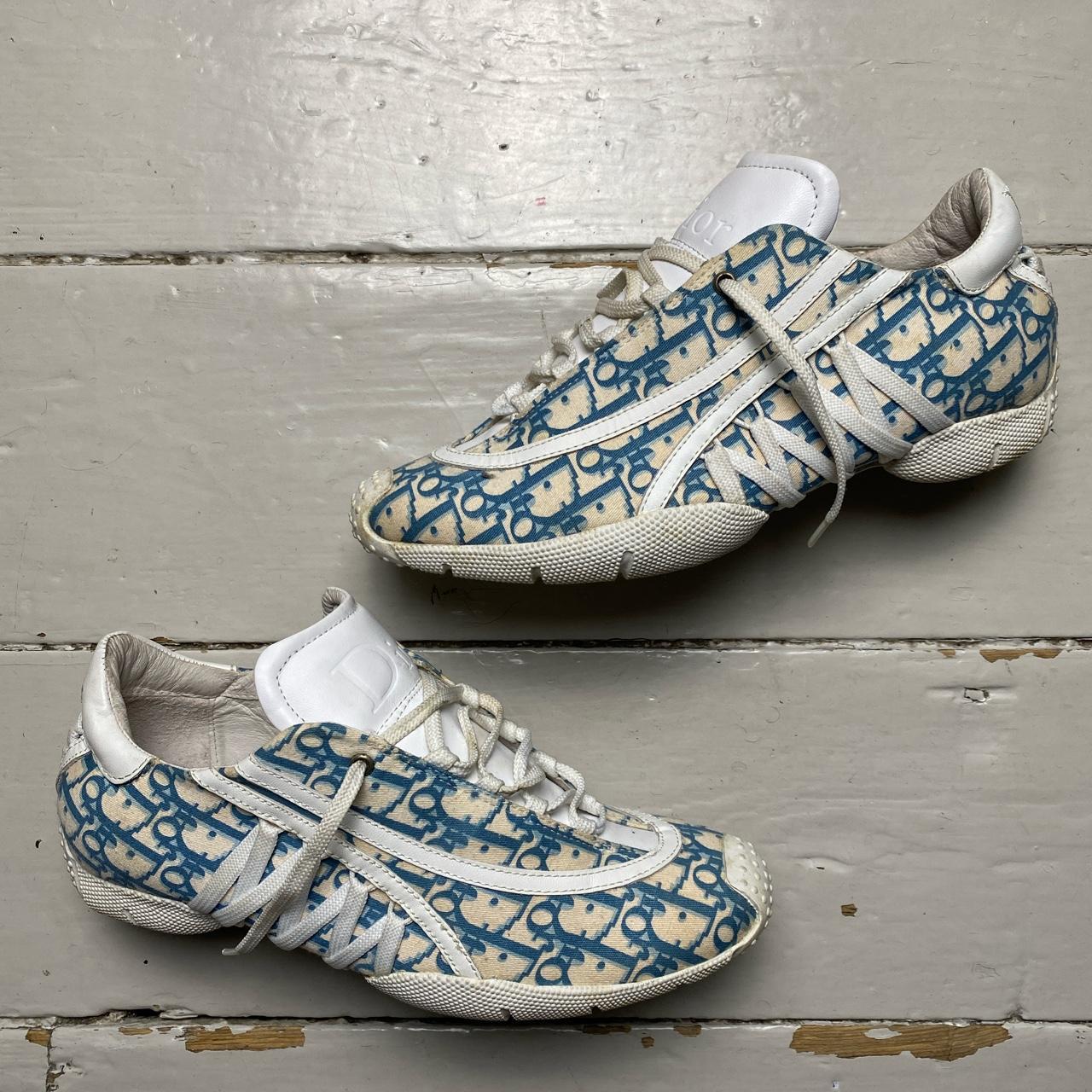 Dior Monogram Galiano Trotter Baby Blue and White Lace Pump Trainers