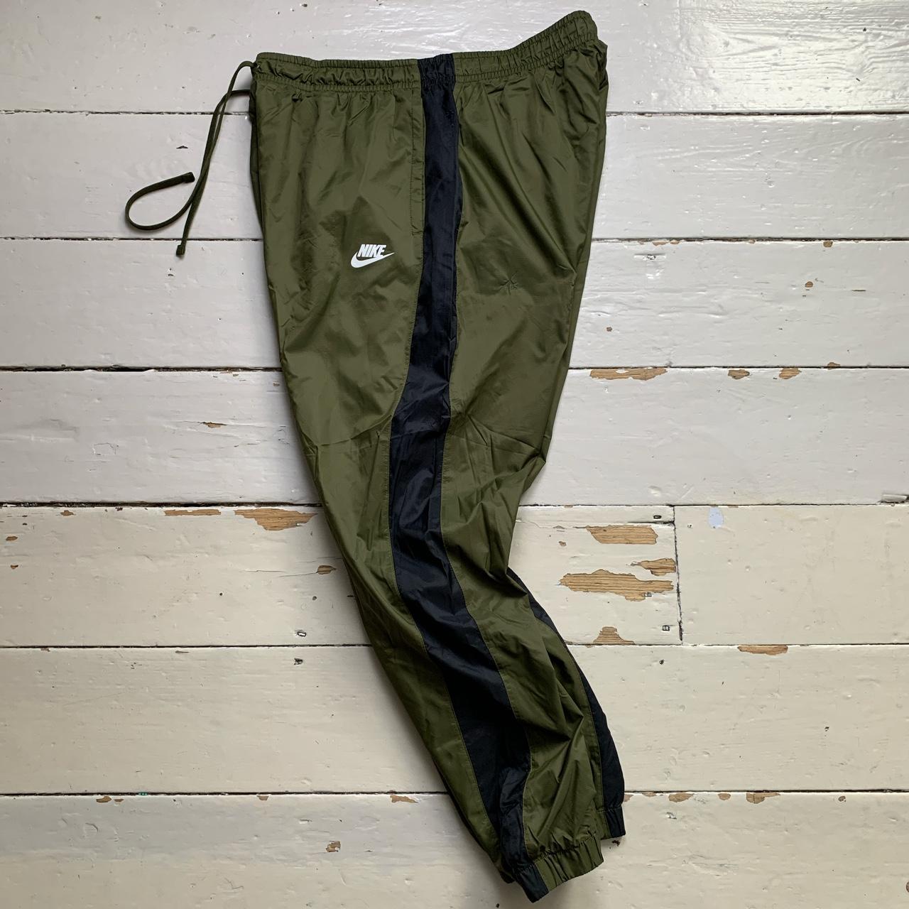 Nike Swoosh Baggy Shell Track Pant Bottoms Khaki Green White and Black