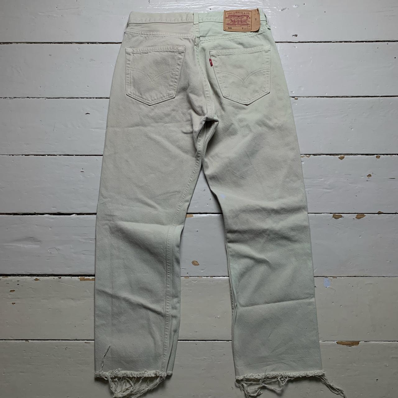 Levis 501 Cream Two Tone Distressed Jeans