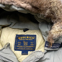 Woolrich John Rich and Bros Light Khaki Green Parka Fur Trim Coat (L)