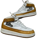 Avirex White and Tan Air Force Style Mid Top Trainers (UK 10.5)
