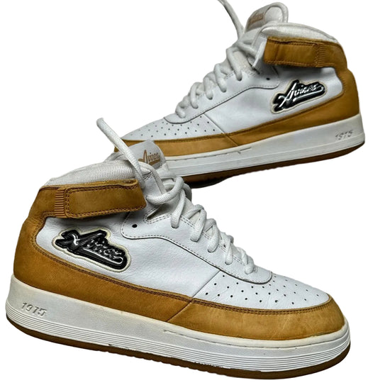 Avirex White and Tan Air Force Style Mid Top Trainers (UK 10.5)
