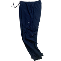 Nike Vintage Shell Track Pant Baggy Bottoms Navy and White Swoosh (XL)