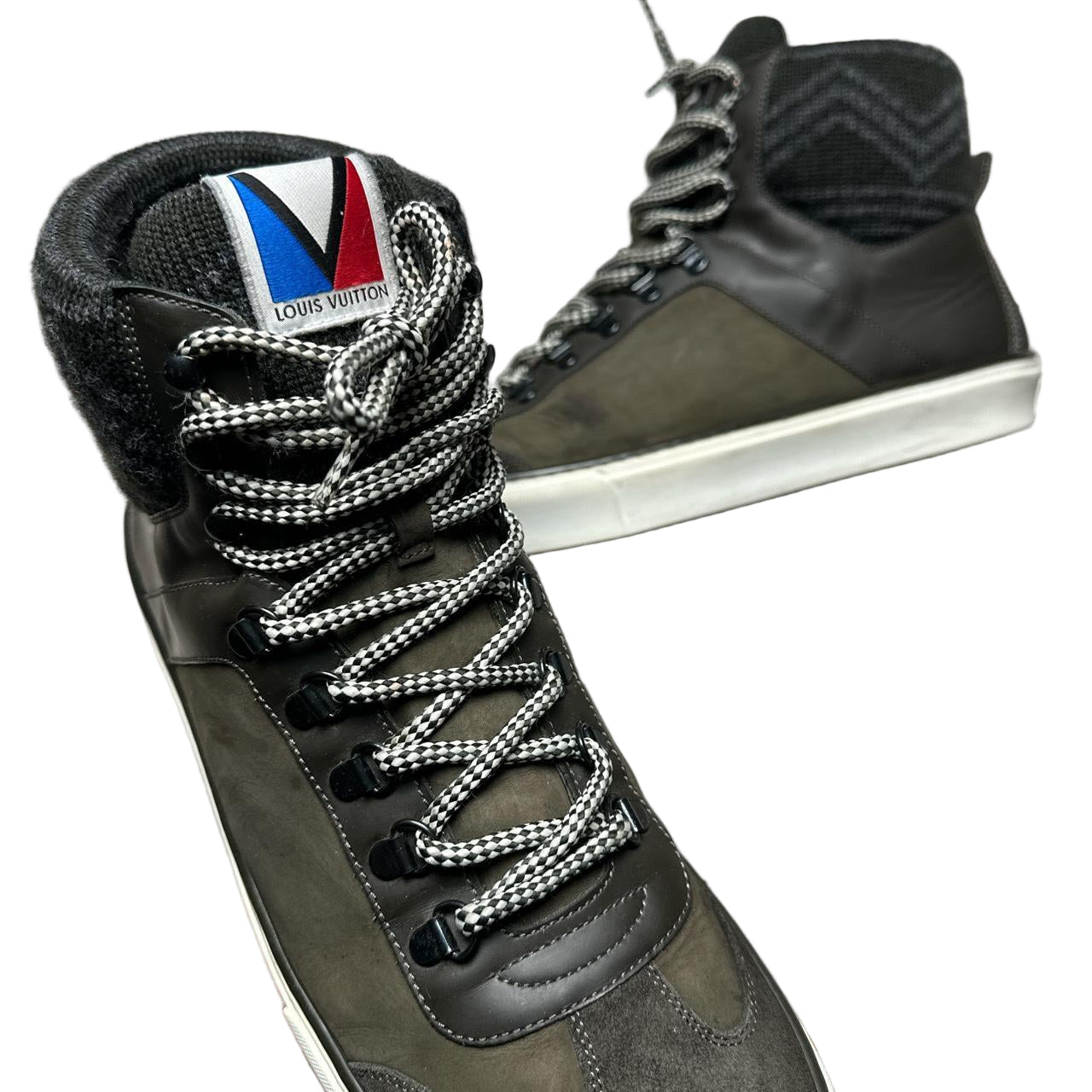 Louis Vuitton High Sock Ankle Trainers Khaki Green (UK 9)