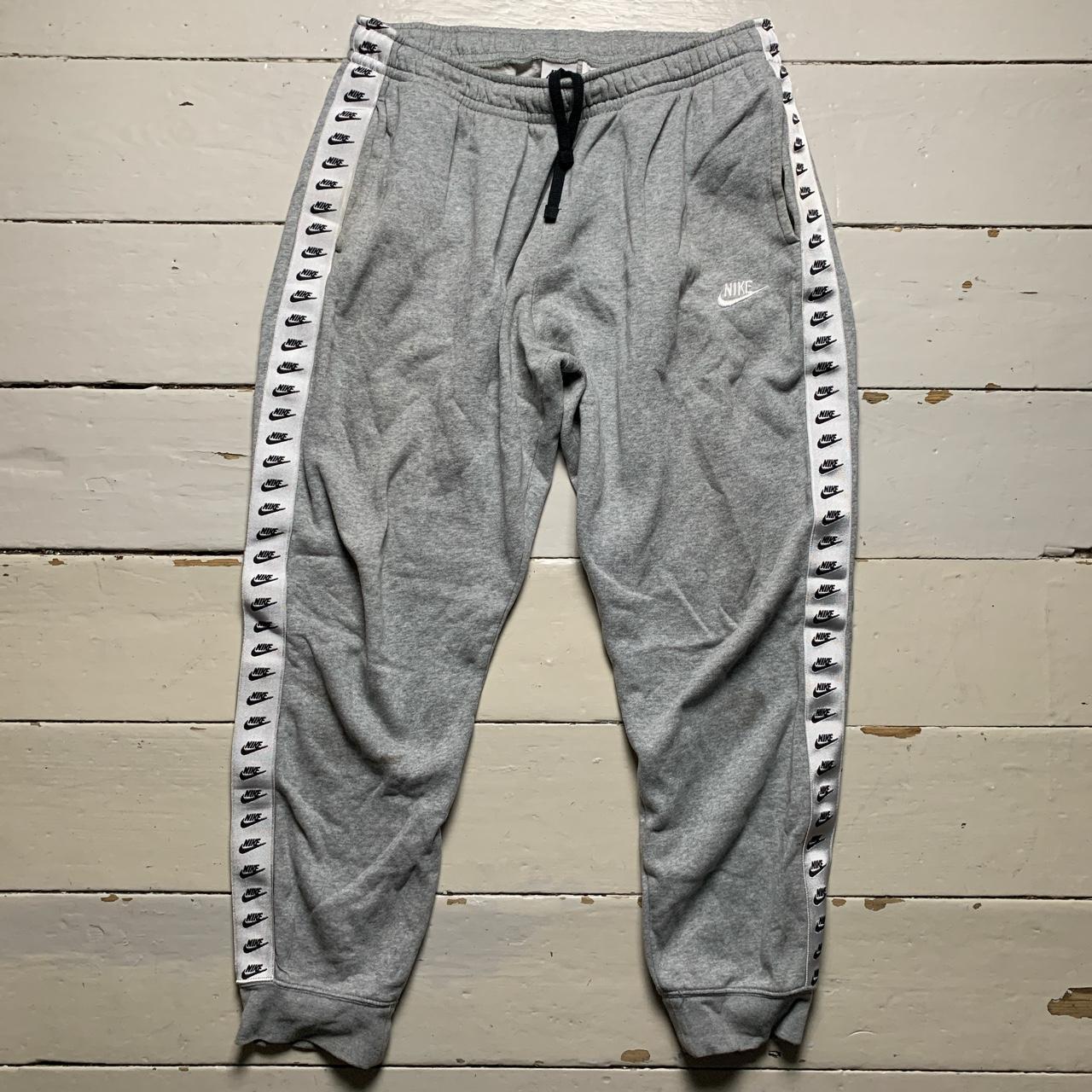 Nike Swoosh Repeat Logo Grey and White Joggers