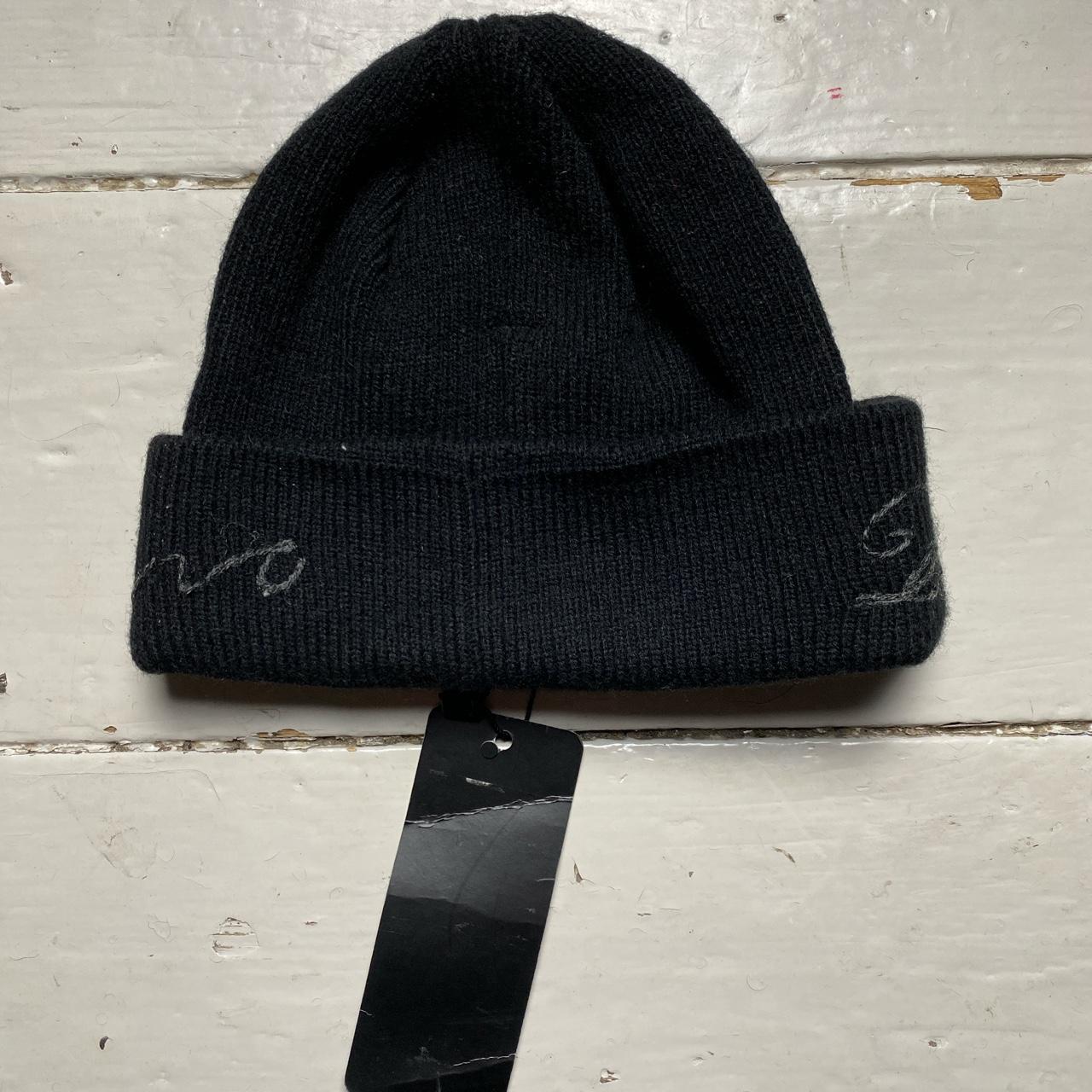 Dolce and Gabbana Vintage Black and Grey Script Beanie Hat