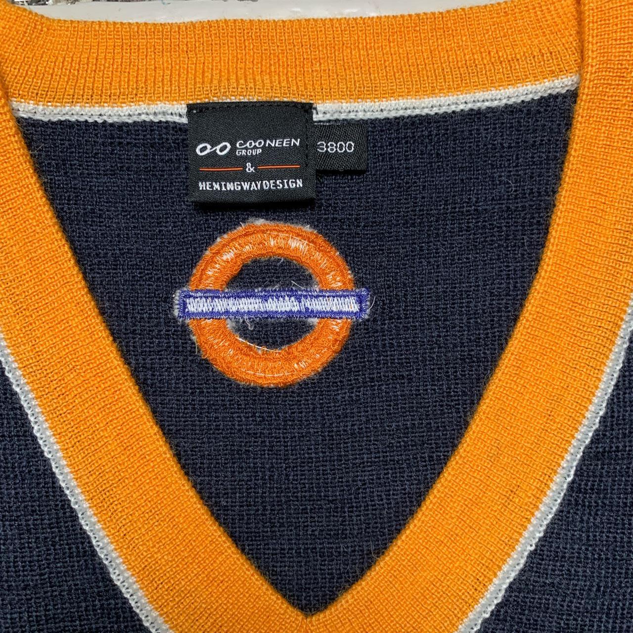 London Underground Overground Navy and Orange V Neck Jumper