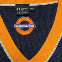 Workwear Navy and Orange V Neck Jumper (S)